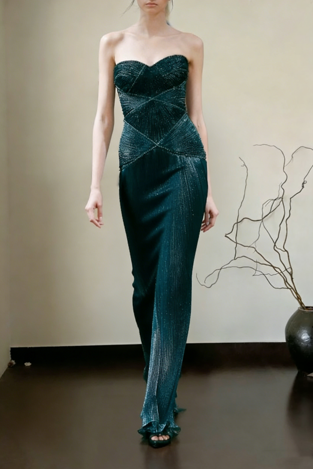 Gorgeous Dark Green Satin Beaded Mermaid Long Birthday Prom Dress Party Dress SP1557