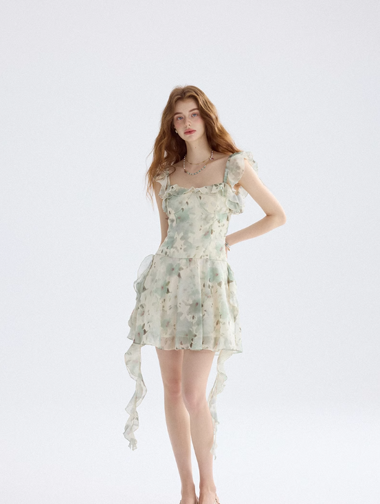 French dress floral suspender skirt design short skirt small skirt women summer R3448