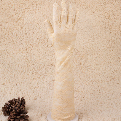Lace long etiquette gloves wedding bride hands summer sun protection driving long gloves     S6212