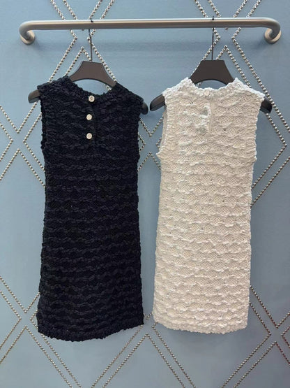 Chanel 25 White Knitted Viscose Fiber Mid-Length Dress