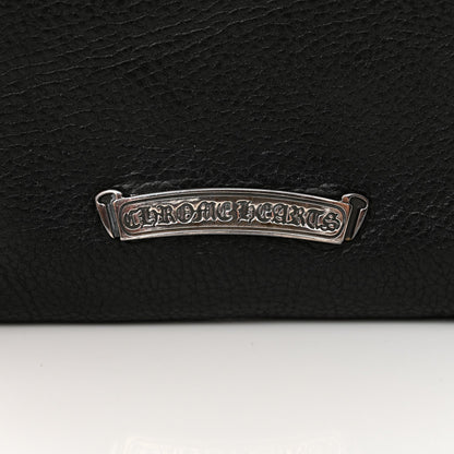Grained Calfskin Fleur De Lis Square Pocket Crossbody Black