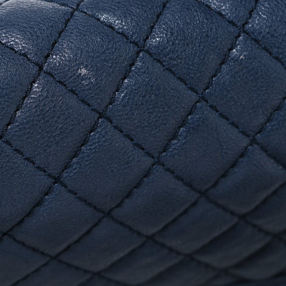 Calfskin Quilted Small Top Handle Boy Flap Navy