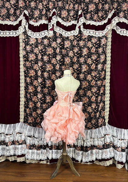 New Homecoming Dress Strapless Lace Cascade Flower Prom Dress Back to School Outfits Party Dress  D6129