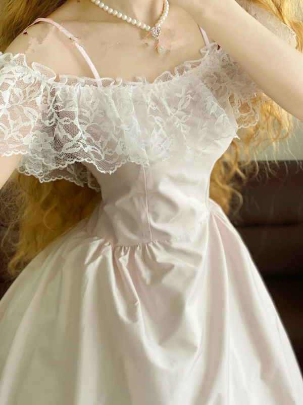 Light Pink Off-the-Shoulder Waist-Cinched Puffball Skirt Ball Gown, Bridal Gown R7339
