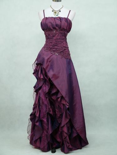 Purple Spaghetti Straps A-Line Long Forml Prom Dress Vintage Party Dress, D901