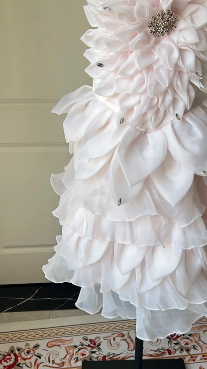 New Homecoming Dress Asymmetric Cascade Rinestone Back to School Outfits Party Dress  D6474