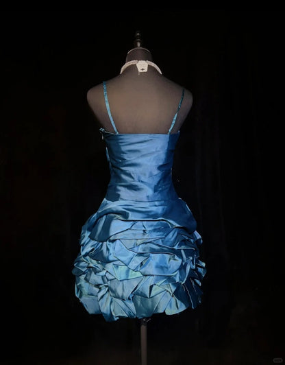 Fashionable Homecoming Dress Spaghetti Straps Rinestone Pleated Prom Dress Back to School Outfits Party Dress  D6114