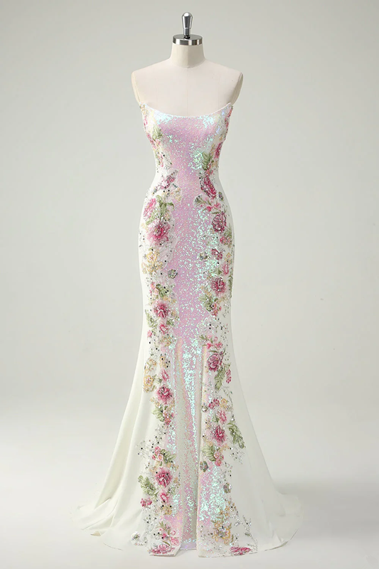 Light pink strapless fitted mermaid skirt ball gown, bridal gown R8641