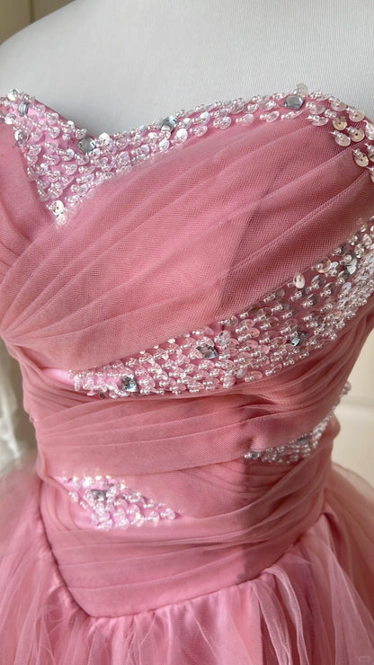 New Homecoming Dress Sweetheart Sequins Tulle Back to School Outfits Party Dress  D6466