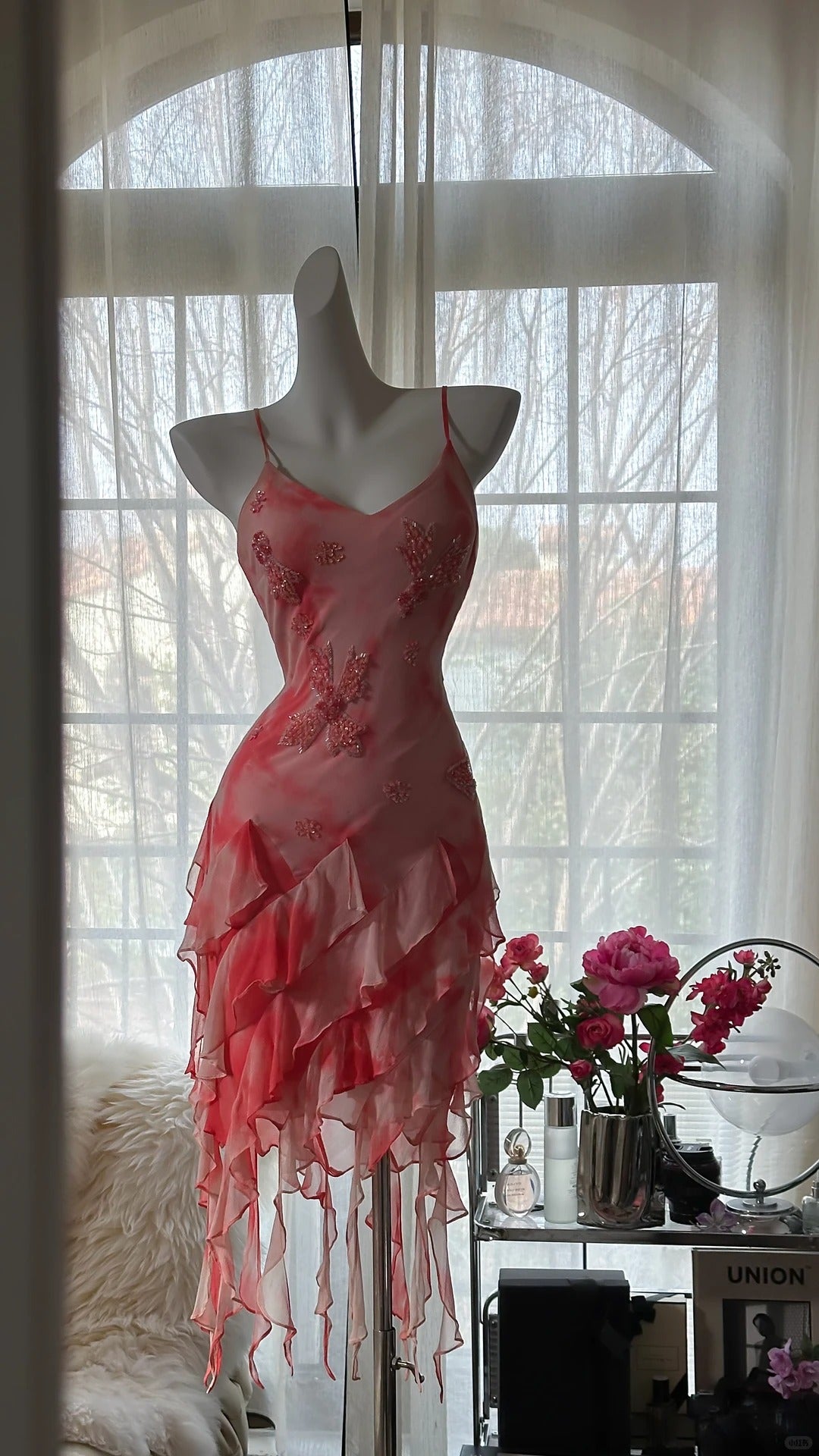 Pretty Homecoming Dress V Neck Applique Beading Tulle Dress Back to School Outfits Party Dress  D6420