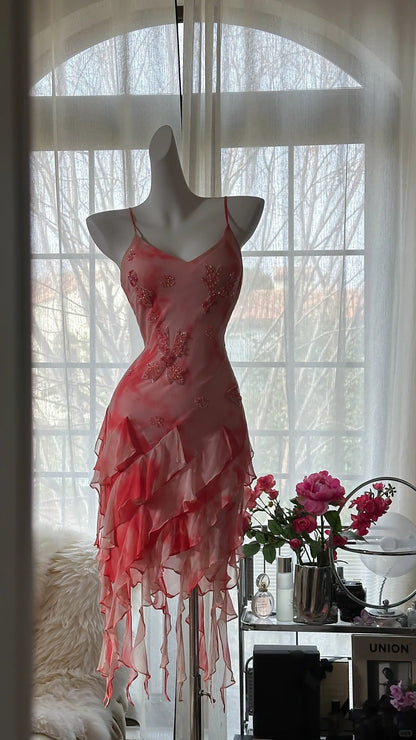 Pretty Homecoming Dress V Neck Applique Beading Tulle Dress Back to School Outfits Party Dress  D6420