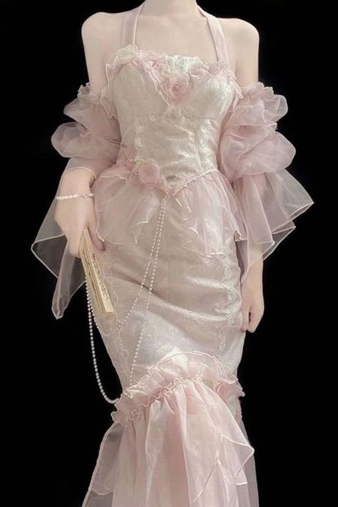 Pink Mermaid Long Prom Party Dress Sweet Evening Dress  fg8342