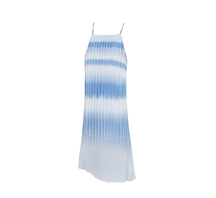 French blue gradient suspender dress 2025 new seaside holiday skirt wave skirt beach skirt R0169
