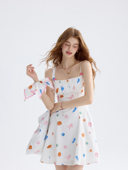 Dreamy sugar-coated floral dress French suspender skirt holiday wear short skirt skirt female summer R3426