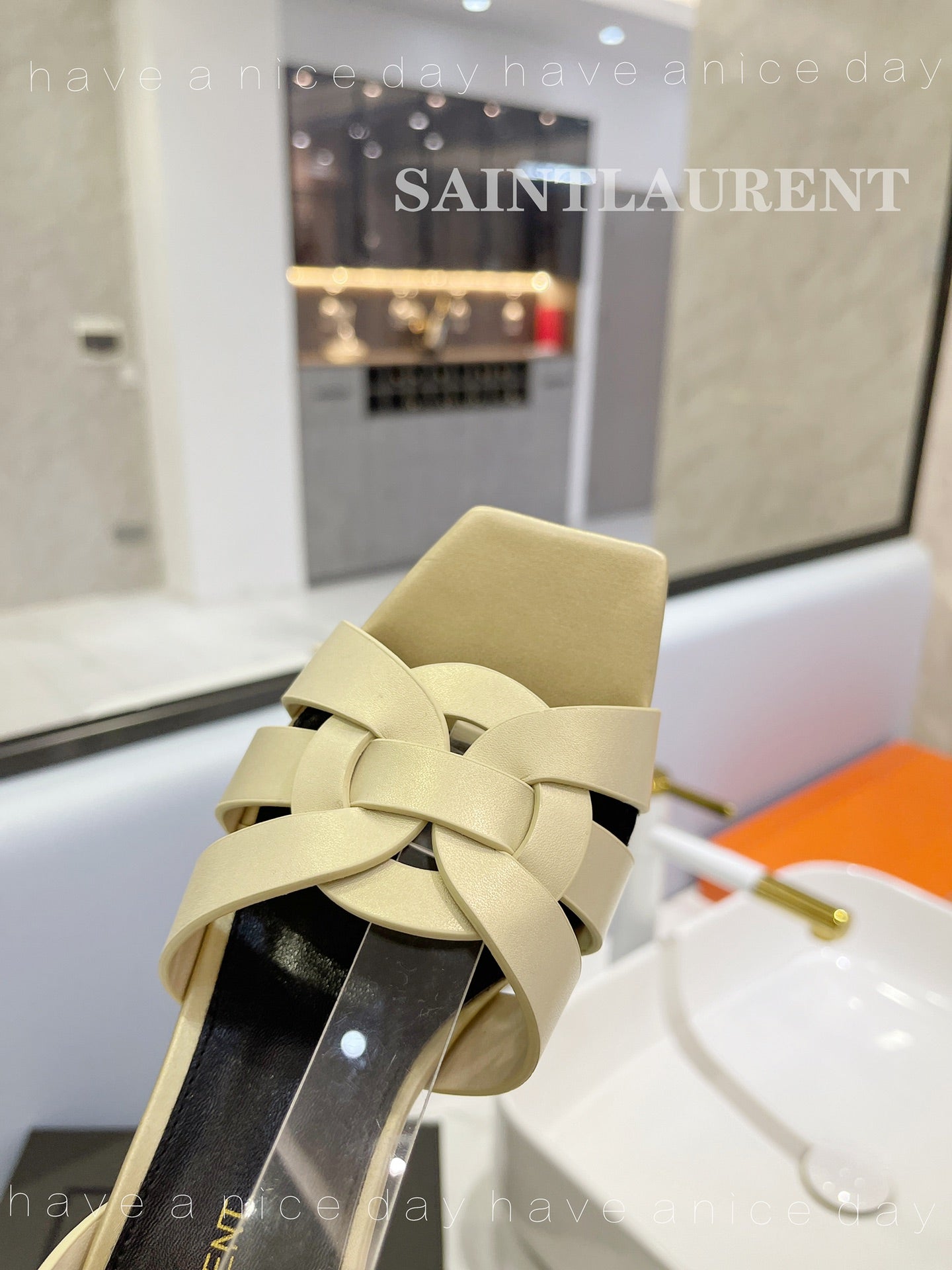 SL TRIBUTE SANDAL PASTEL YELLOW CALFSKIN