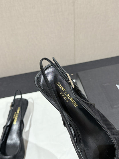 SL CHERISH SLINGBACK 45 BLACK MESH AND CALFSKIN
