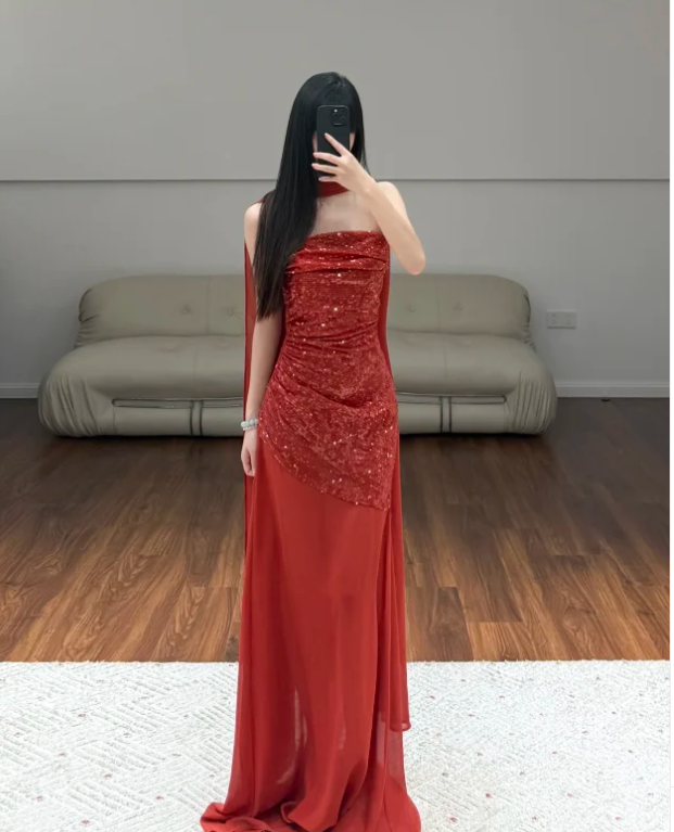 Red Sequin Prom Party Dress Evening Dress Birthday Dress fg8616