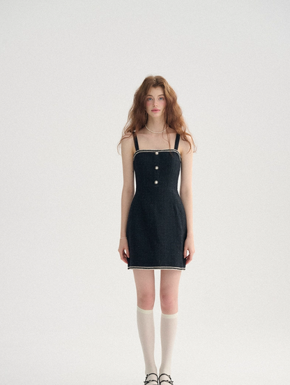 French style suspender skirt summer black short skirt short skirt knitted dress female summer R3490