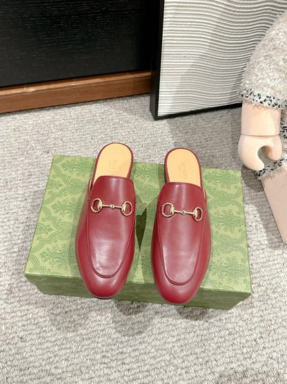 Horsebit Mule Red Smooth Calfskin