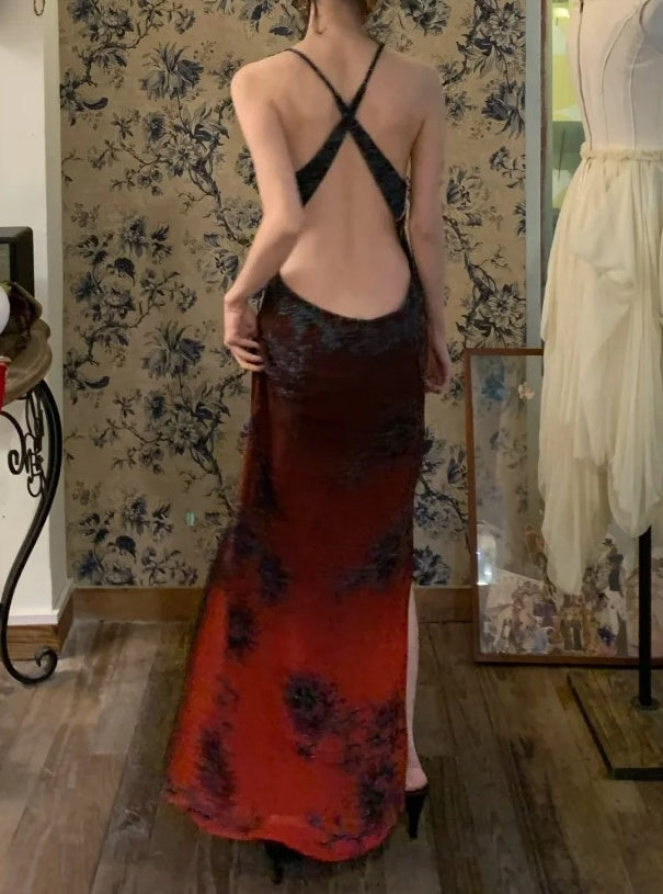 Ombre Prom Dress Crew Neck Backless Gala Dress Formal Dress Evening Dress  D4571