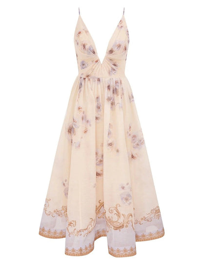 HERMES 25S V-NECK MIDI DRESS 110735