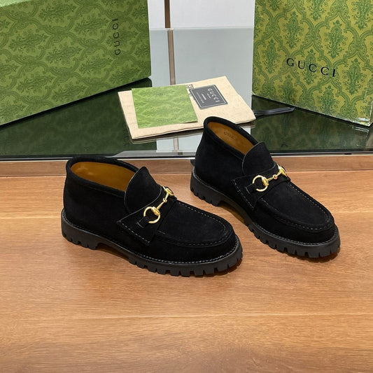 GG Ankle Boot With Horsebit 15 Black Suede