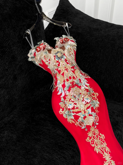 Retro Sparkling Beaded Sequin Mermaid Design Exquisite Embroidery Wedding Outfit Evening Dress Prom Dresses D1640