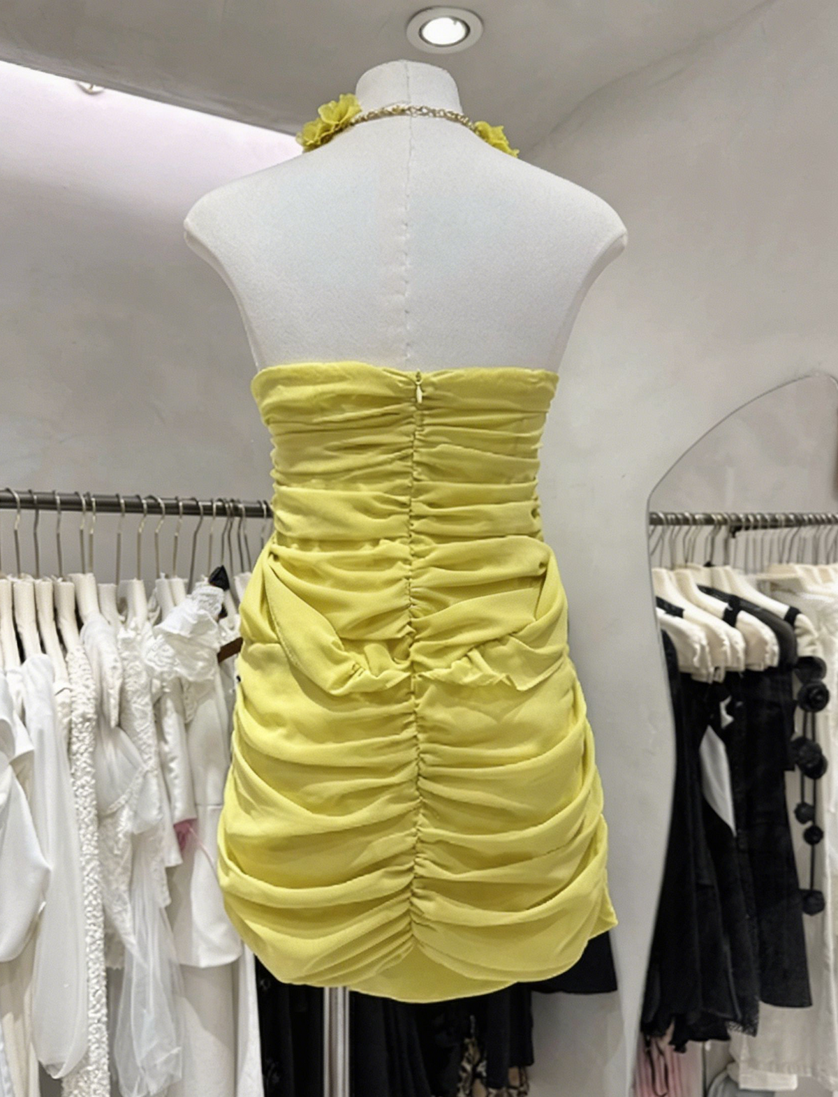 Pretty Homecoming Dress  Halter Pleated Back to School Outfits Party Dress  D6577