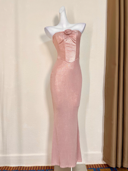 Minimalist Prom Dress Light Pink Strapless Gala Dress Birthday Party Dress Evening Dress   D4637