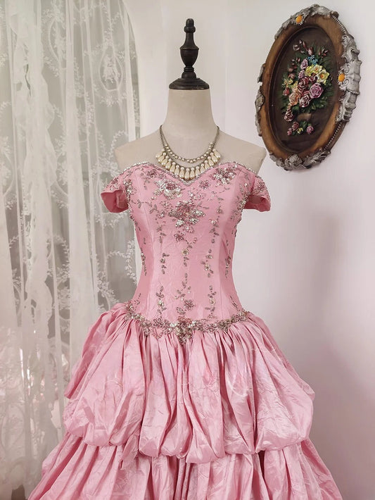 Stunning Prom Dress Off Shoulder Pleated Evening Dress Sweet 16 Dress Ball Gown      D4658