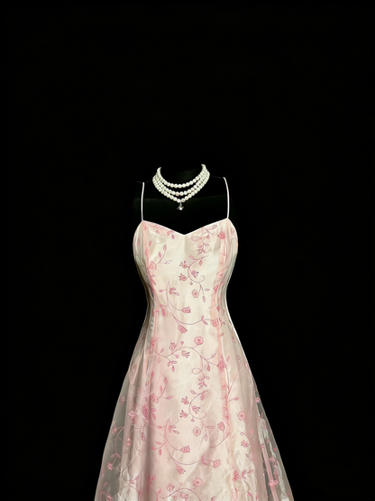 Beauty Prom Dress Light Pink Spaghetti Straps Tulle Party Dress Evening Dress Wedding Guest Dress      D4660