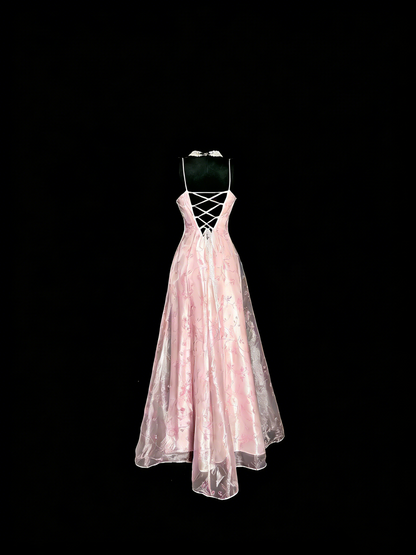 Beauty Prom Dress Light Pink Spaghetti Straps Tulle Party Dress Evening Dress Wedding Guest Dress      D4660