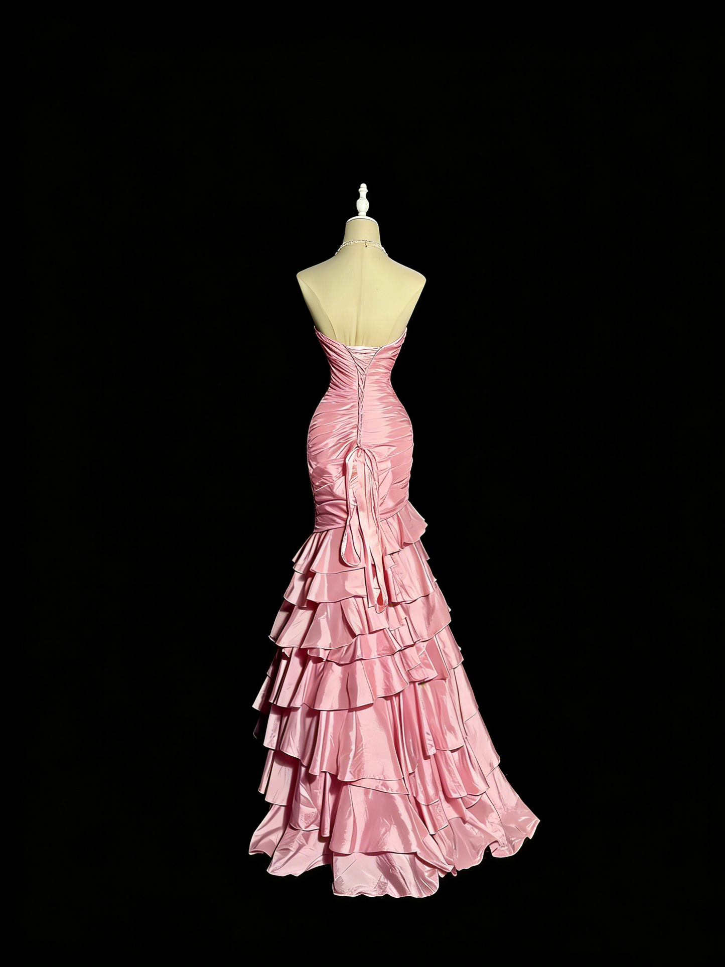 Charming Prom Dress Light Pink Sweetheart Pleated Tiered Mermaid Gala Dress Evening Dresses Birthday Party Dress      D4661
