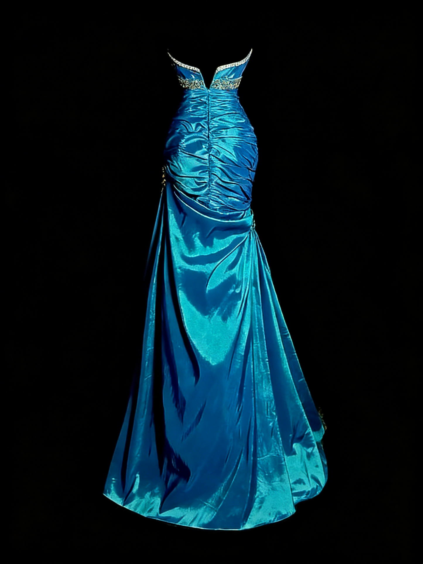 Elegant Prom Dress Blue Sweetheart Pleated Mermaid Gala Dress Evening Dresses Birthday Party Dress      D4662