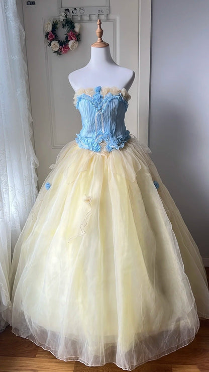 Charming Prom Dress Strapless Tulle Evening Dress Quinceanera Dress Ball Gown      D4676