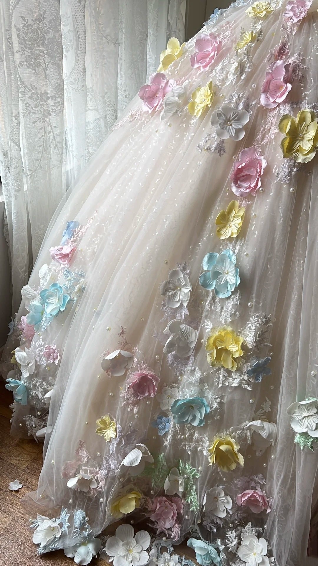 New Arrival Prom Dress Off Shoulder Tulle Pleated Floral Evening Dress Quinceanera Dress Ball Gown      D4677