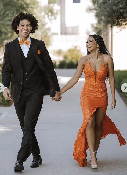 Orange prom dress Evening Gown Long Prom Dresses