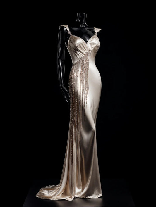 Stunning Satin Prom Dress Sweetheart Pleated Beading Formal Dress Evening Dresses Gala Dress      D4710