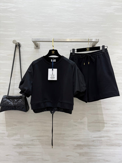 Moncle 25 Hem Drawstring Two-Piece Suit Black Cotton 277619