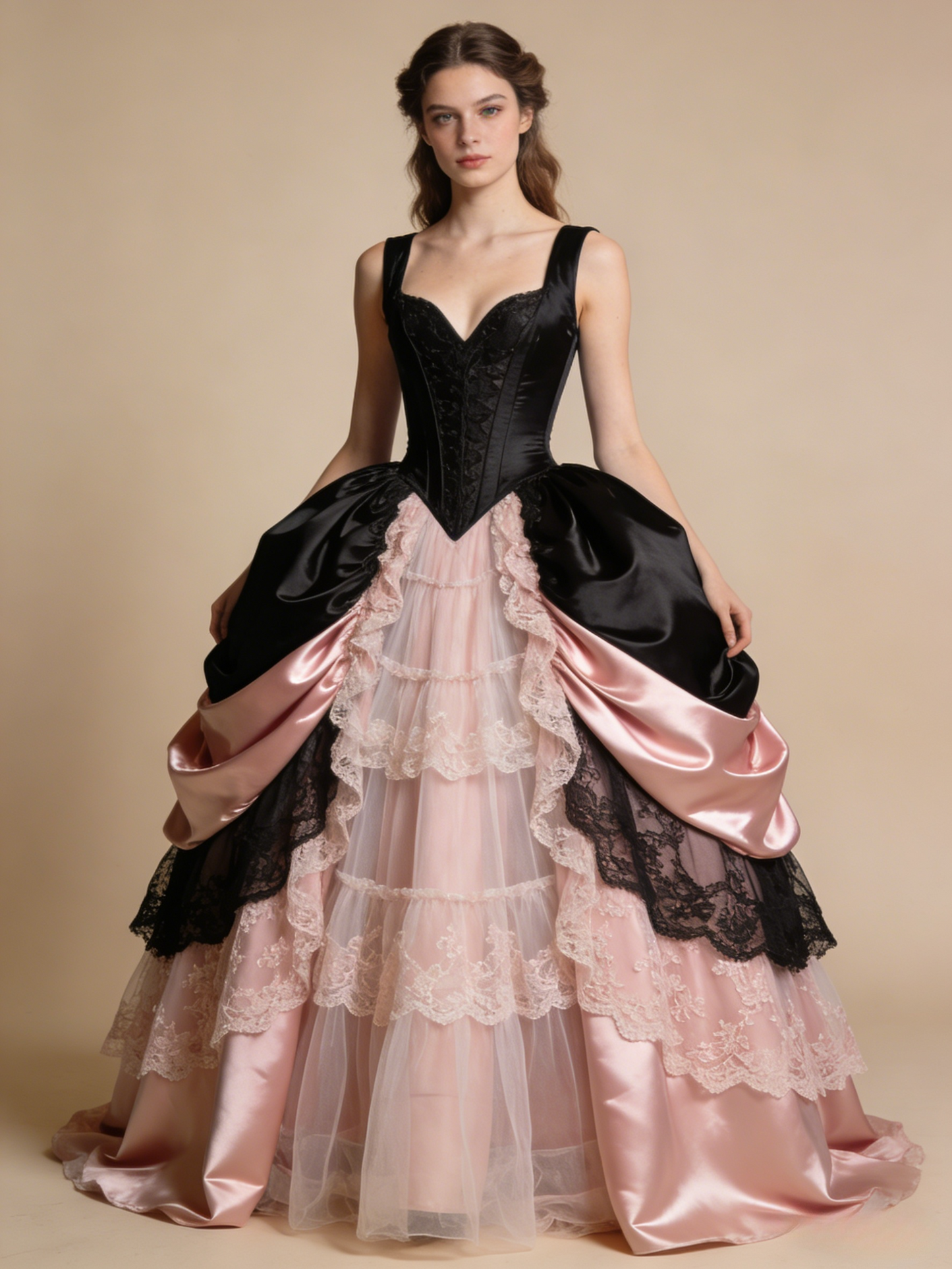 Newest Ball Gown Black Pink Sweetheart Pleated Lace Prom Dresses Quinceanera Dress Evening Gala Gown      D4834