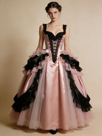 Stunning Ball Gown Black Pink Sweetheart Pleated Prom Dresses 17th Dress Evening Gala Gown      D4836