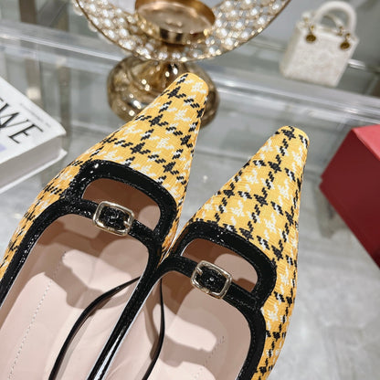 Viv Canard Pumps 55 Black Yellow Fabric