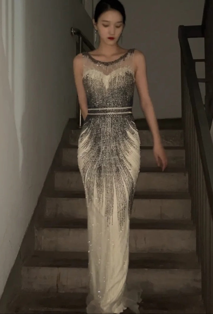 Sparkling Prom Dress Crew Neck Beading Gala Evening Gown Dress Cocktail Outfits    D4873