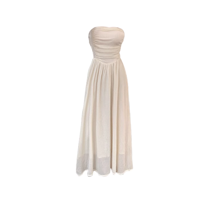White wrap dress for women summer new long tube top dress pure bottoming skirt outer wear R0156