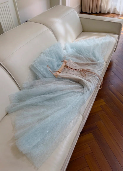 Sparking Prom Dress Spahetti Straps Pleated Gala Evening Gown Dress Birthday Party Outfits    D4891