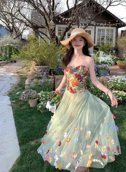 Colorful Prom Dress Sweetheart Tulle Floral Birthday Party Outfits Evening Gown Gala Dress     D4893