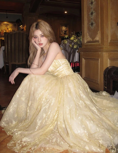 Shiny Prom Dress Sweetheart Tulle Pleated Birthday Party Outfits Gala Gown Evening Dress     D4895