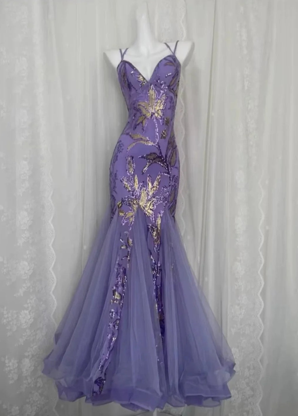 Elegant Prom Dress Sweetheart Tulle Mermaid Party Outfits Purple Evening Gown Gala Dress     D4903
