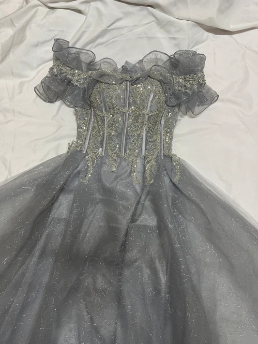 Beauty Prom Dress Off Shoulder Pleated Gala Gown Birthday Party Outfits Tulle Evening Dress    D4915