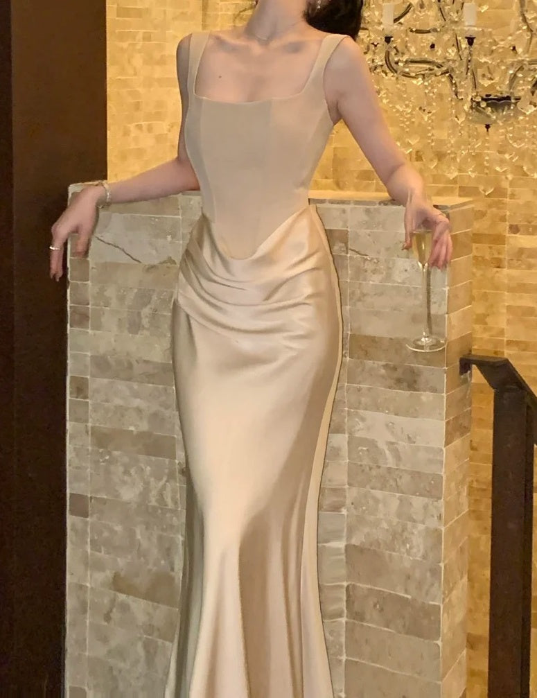 Pretty Prom Dress Square Neck Gala Gown Party Outfits Evening Dress   D4932